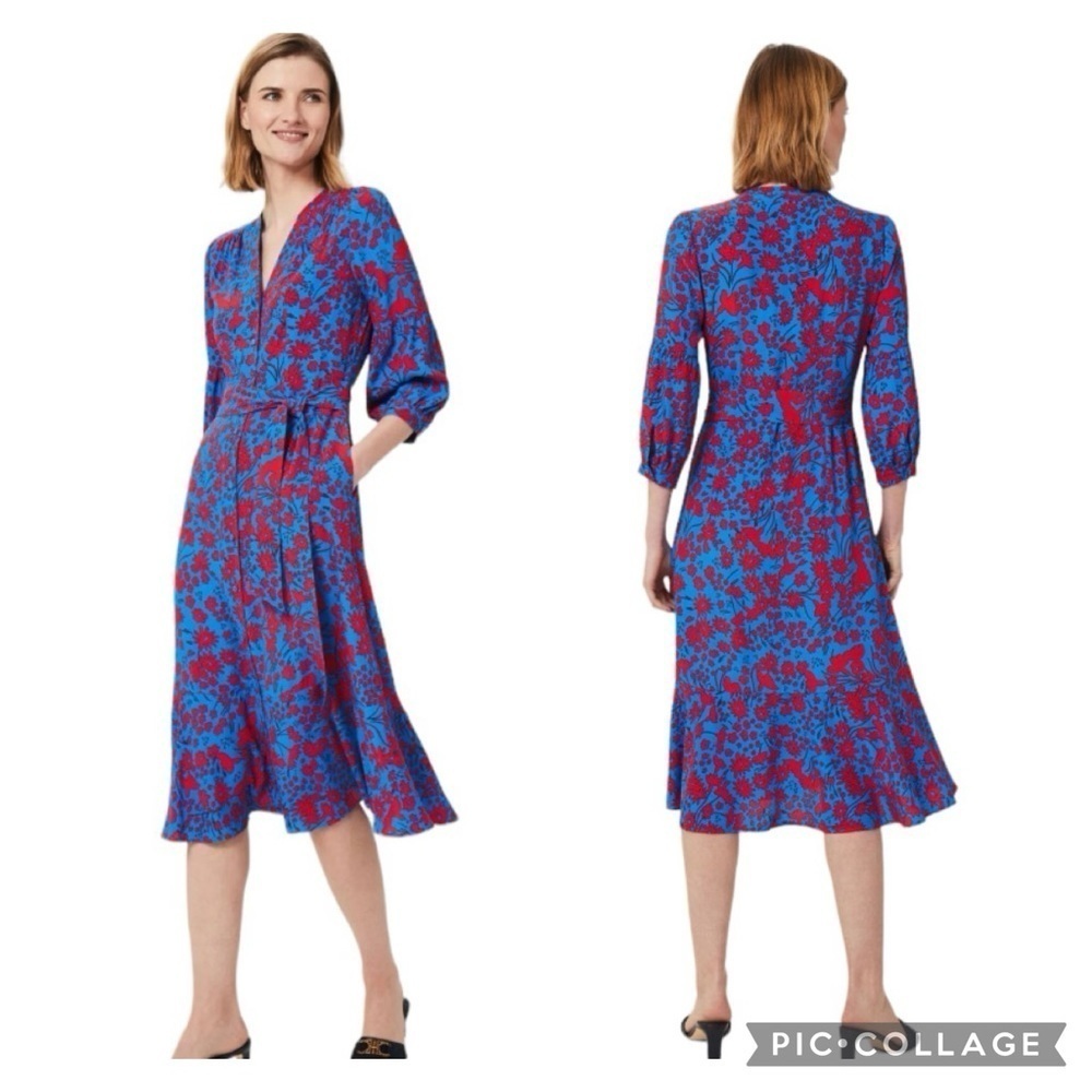 NWT Hobbs London CARLA FLORAL MIDI DRESS Size 4